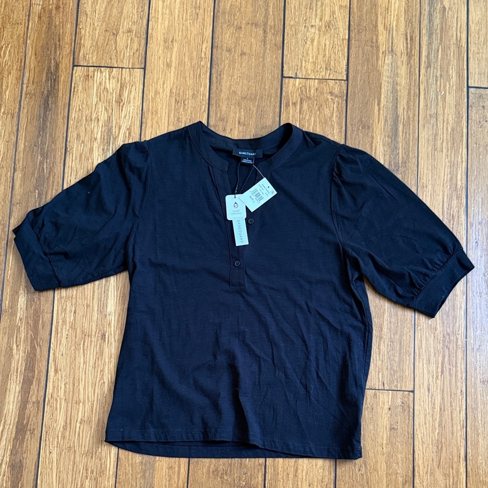 Sanctuary black mixed media top